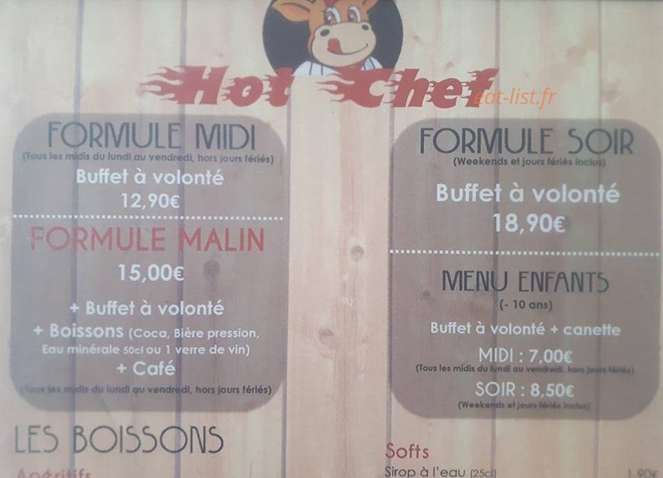Hot Chef — carte page 1