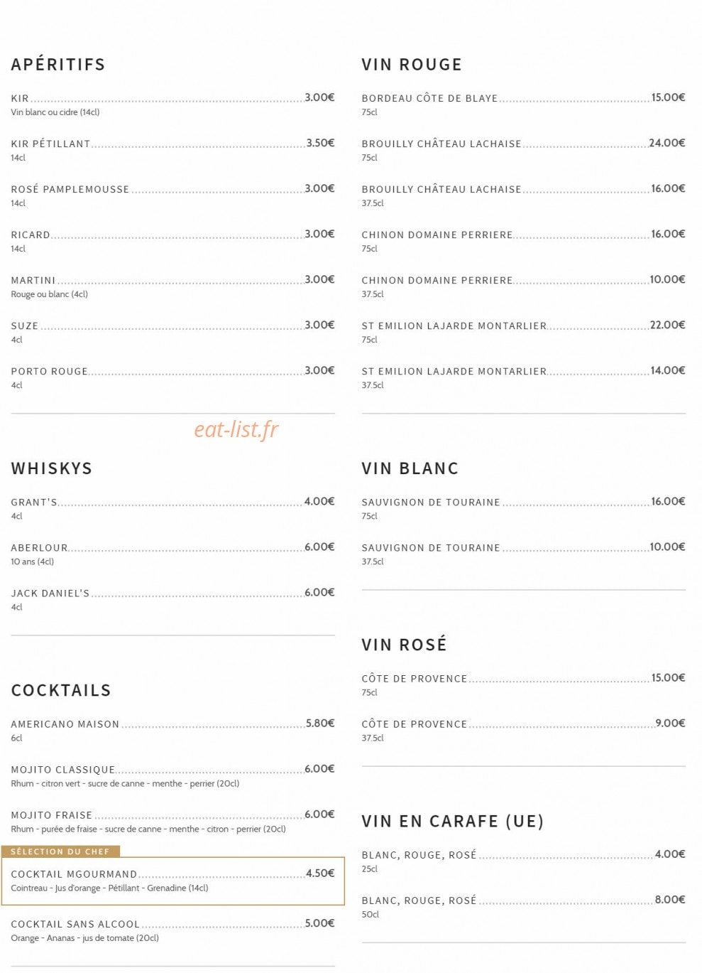Rétro gourmand — carte page 2