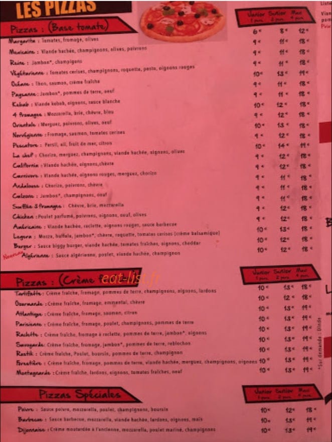 Presto Pizza — carte page 2