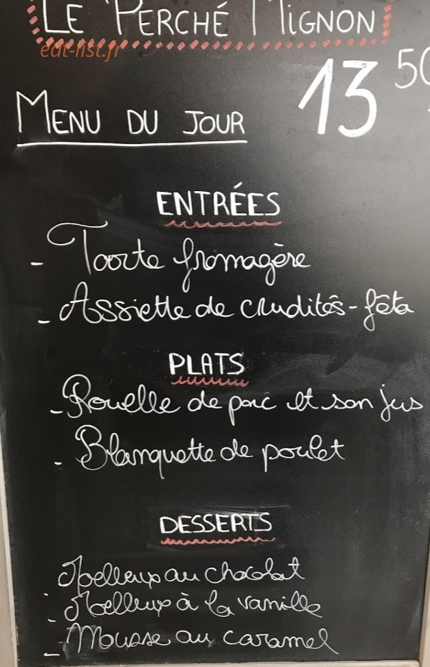 Au perché mignon — carte page 1
