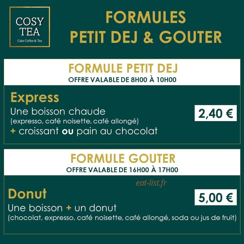 Cosy Tea — carte page 1