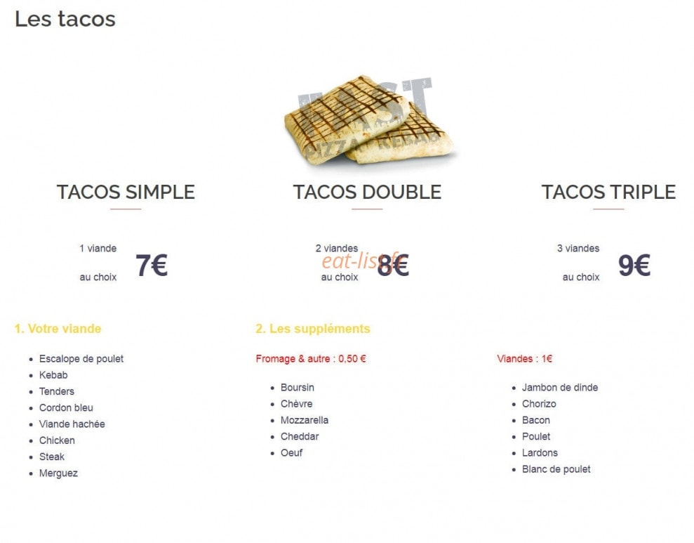 Fast Pizza — carte page 5