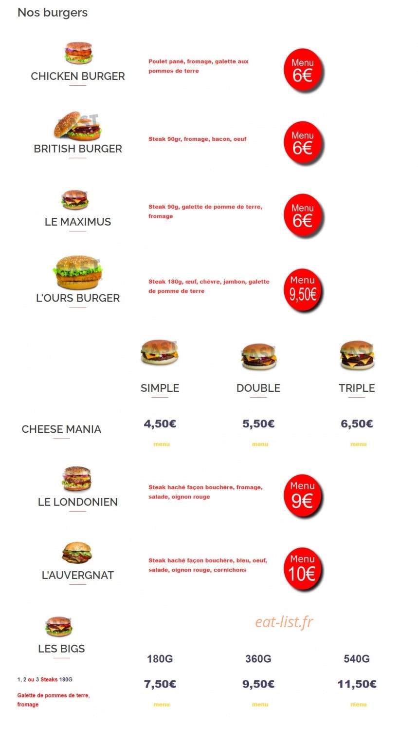 Fast Pizza — carte page 3