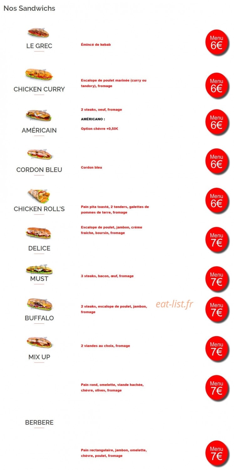 Fast Pizza — carte page 2