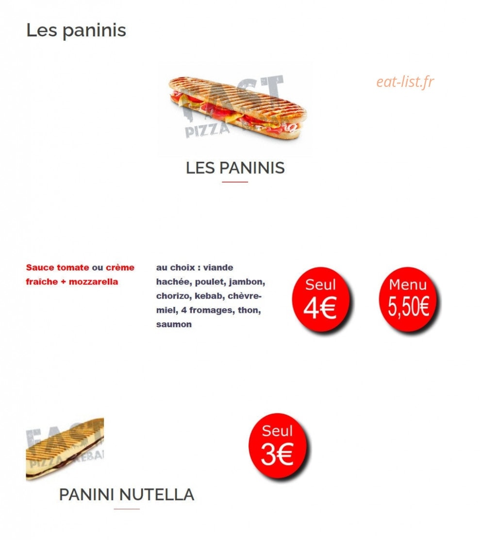 Fast Pizza — carte page 7