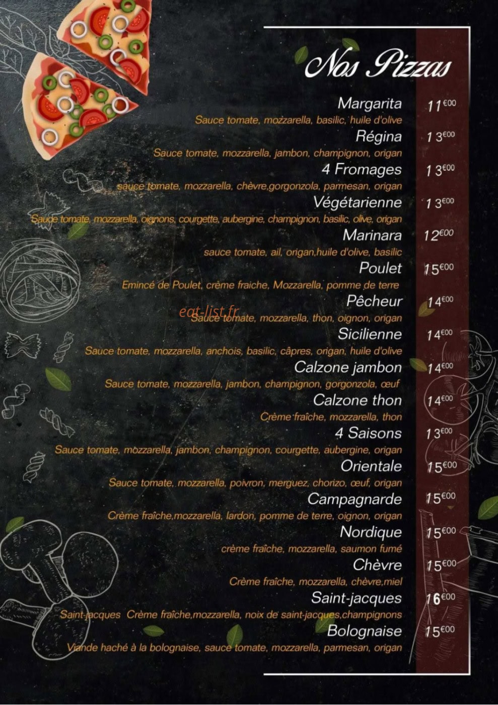 Carte et menu de Le P'tit Gourmet à Auneau-Bleury-Saint-Symphorien — Les pizzas