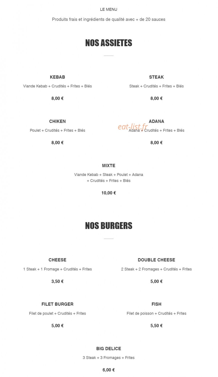 Pacha Kebab — carte page 1