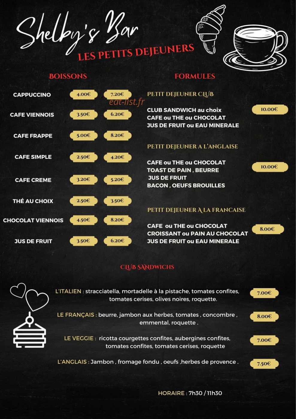 Shelby's Bar — carte page 2