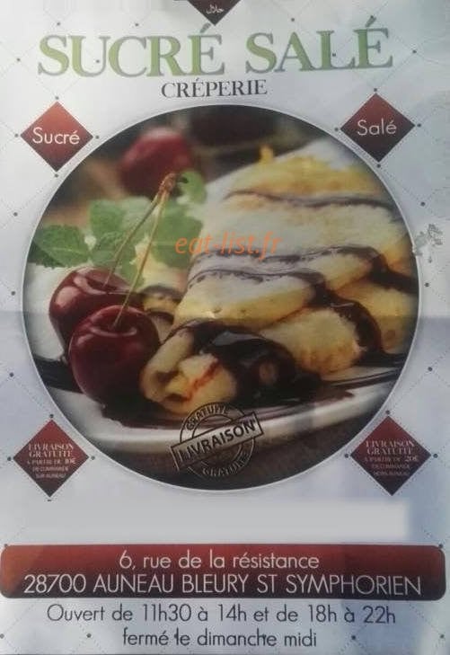Carte et menu Sucré Salé Auneau