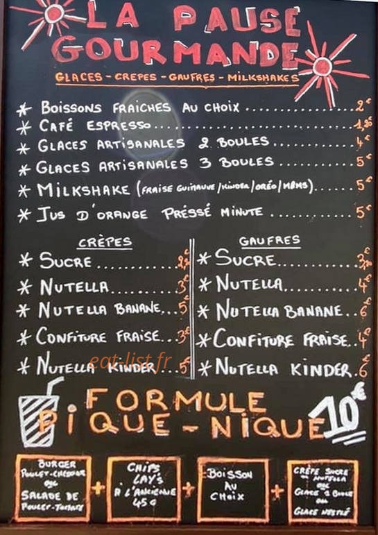 La Pause Gourmande — carte page 1