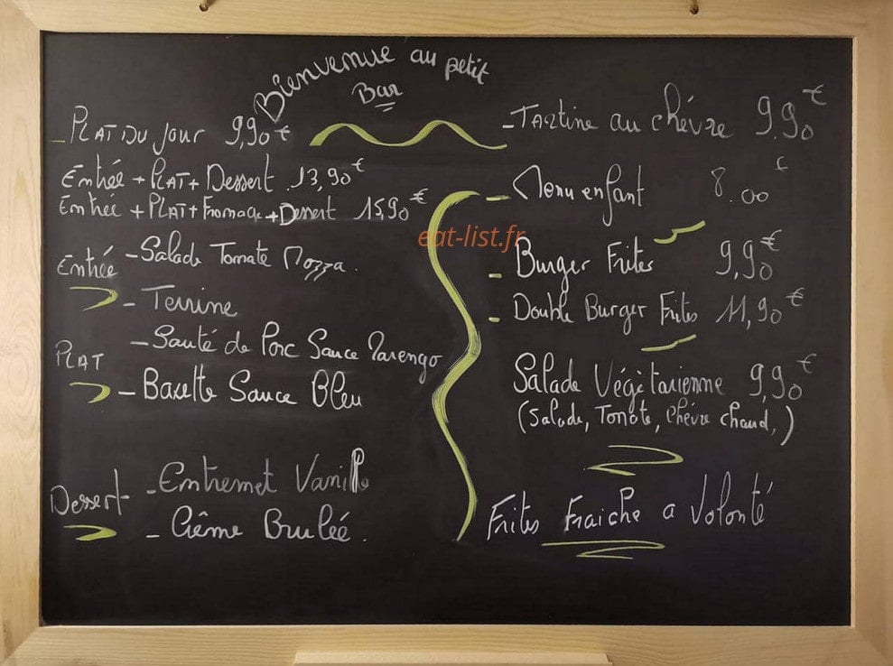 Le petit Bar — carte page 1