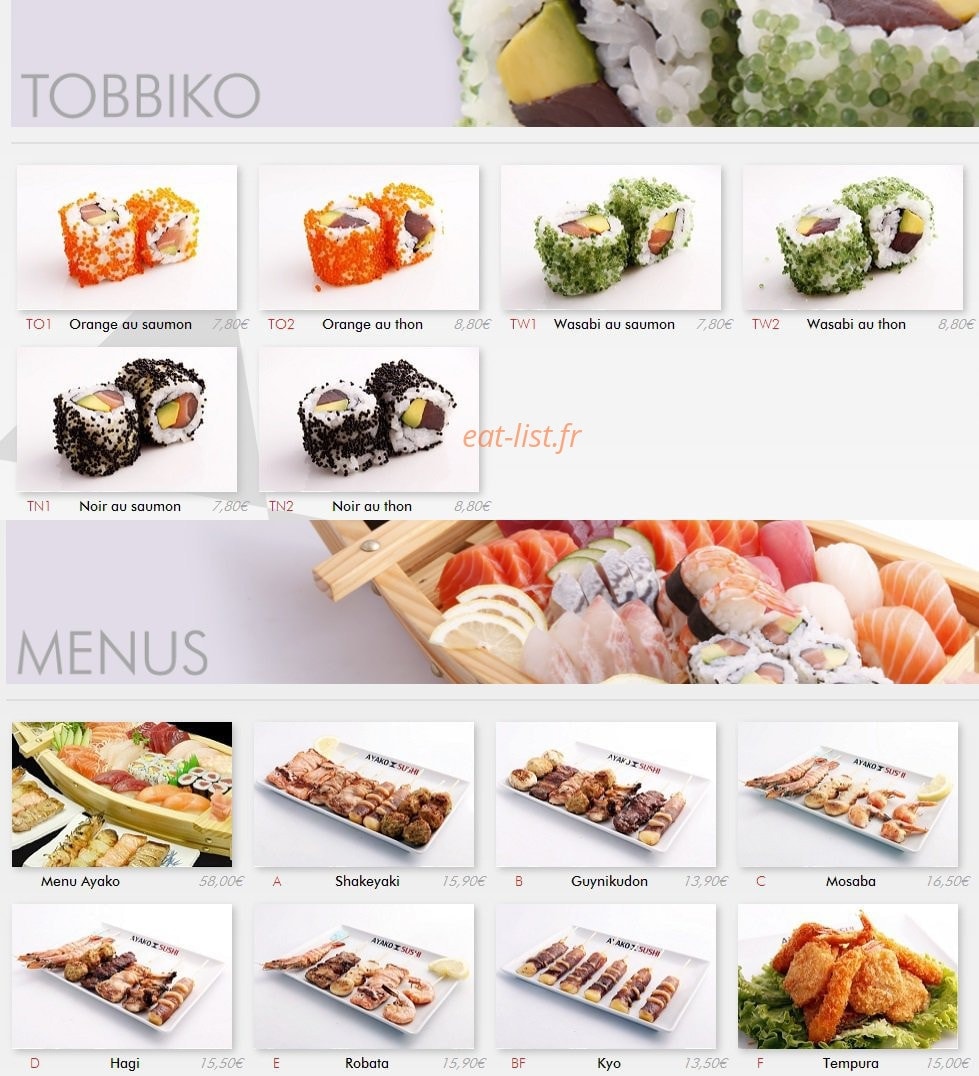 Ayako Sushi — carte page 8