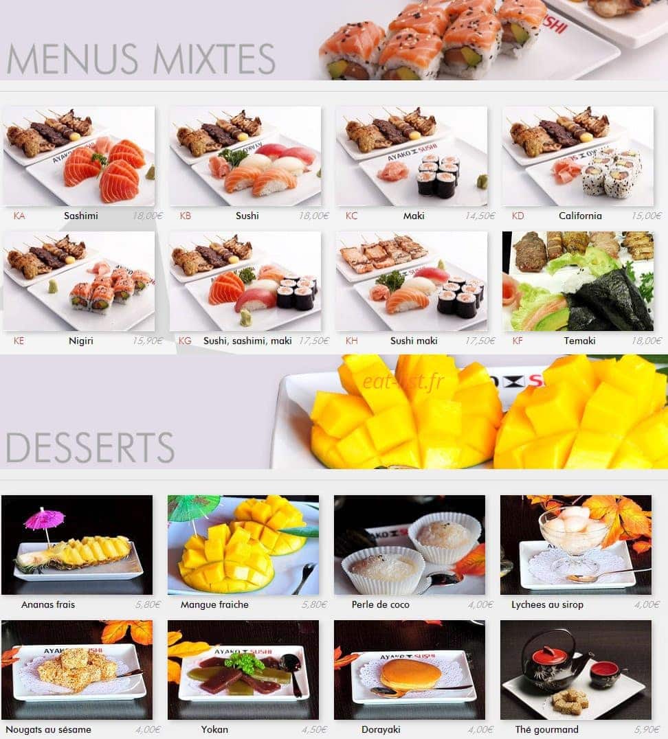 Ayako Sushi — carte page 12