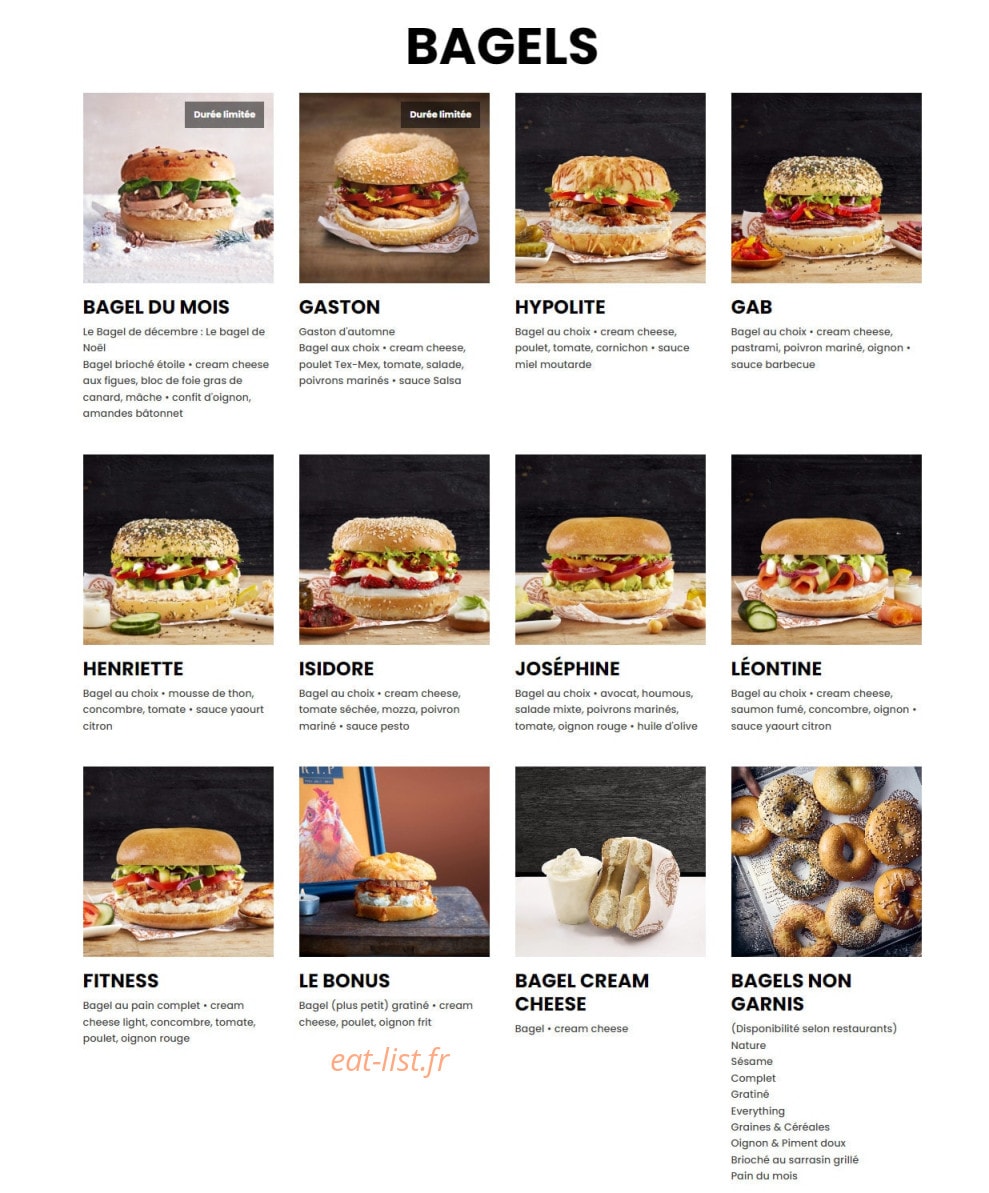 Bagelstein — carte page 1