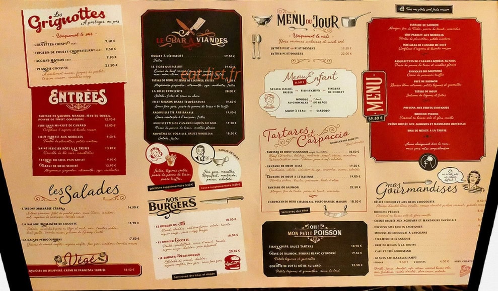 Chez Cocotte — carte page 1