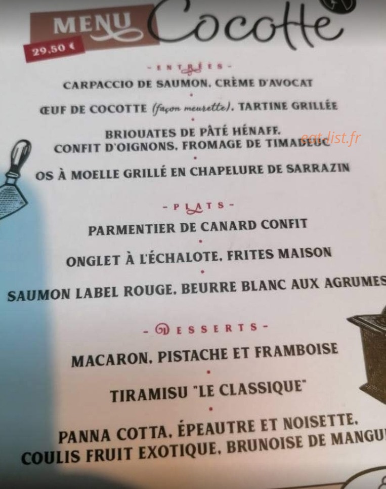 Chez Cocotte — carte page 5