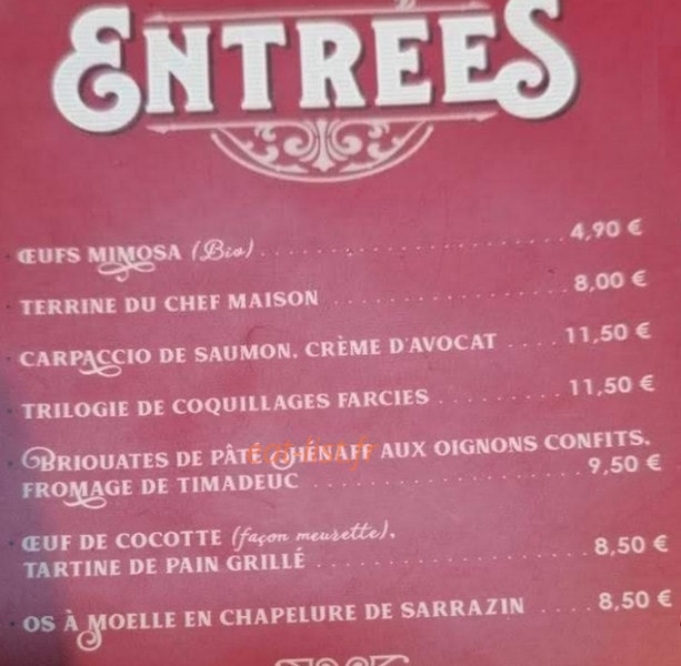 Chez Cocotte — carte page 1