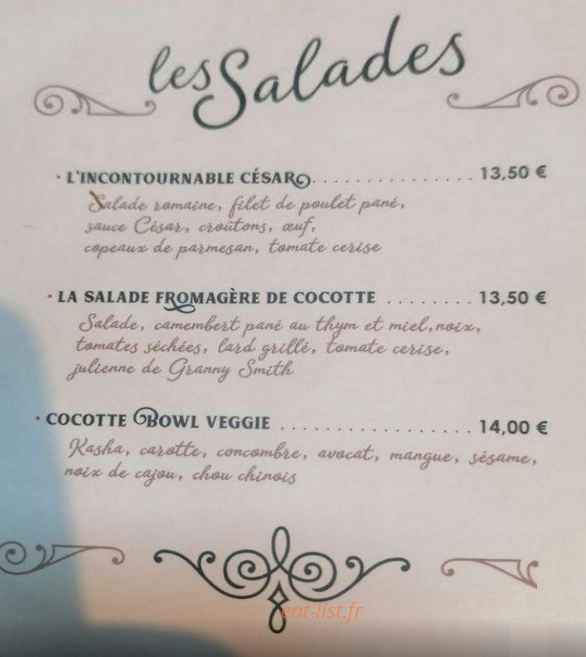 Chez Cocotte — carte page 4