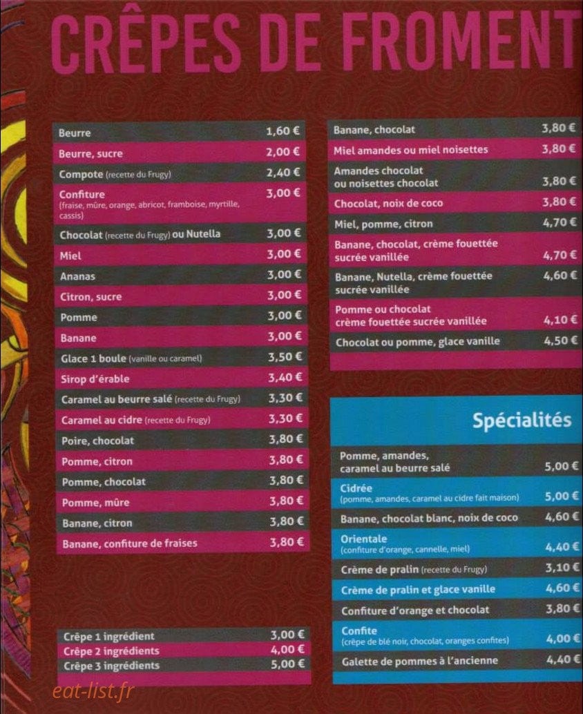 Crêperie du frugy — carte page 4