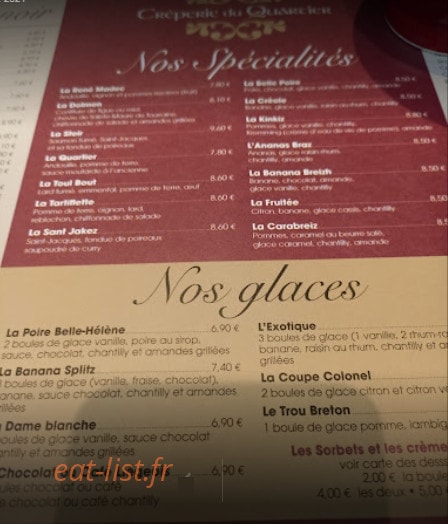Crêperie du Quartier — carte page 1