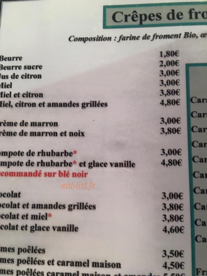 Crêperie la krampouzerie — carte page 1