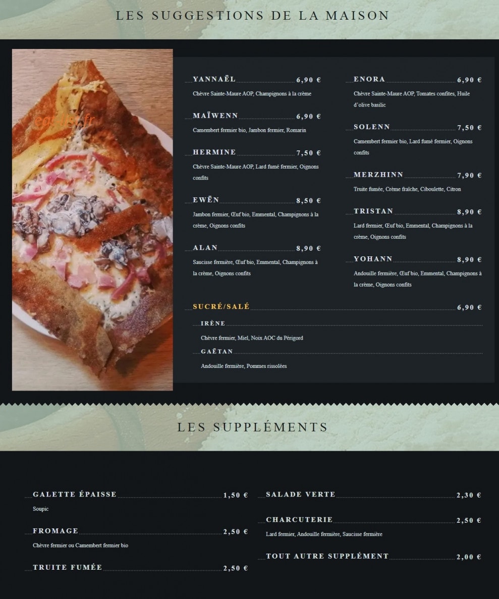 Crêperie Ty Loulic — carte page 2