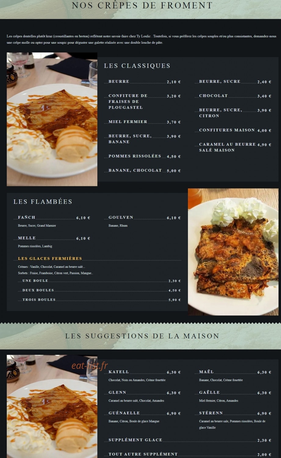 Crêperie Ty Loulic — carte page 3