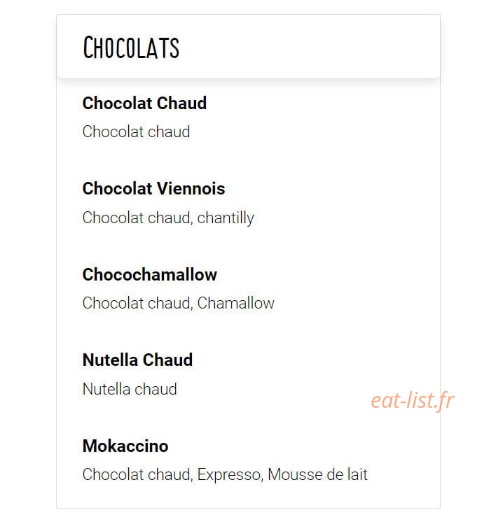 Emilie's — carte page 8