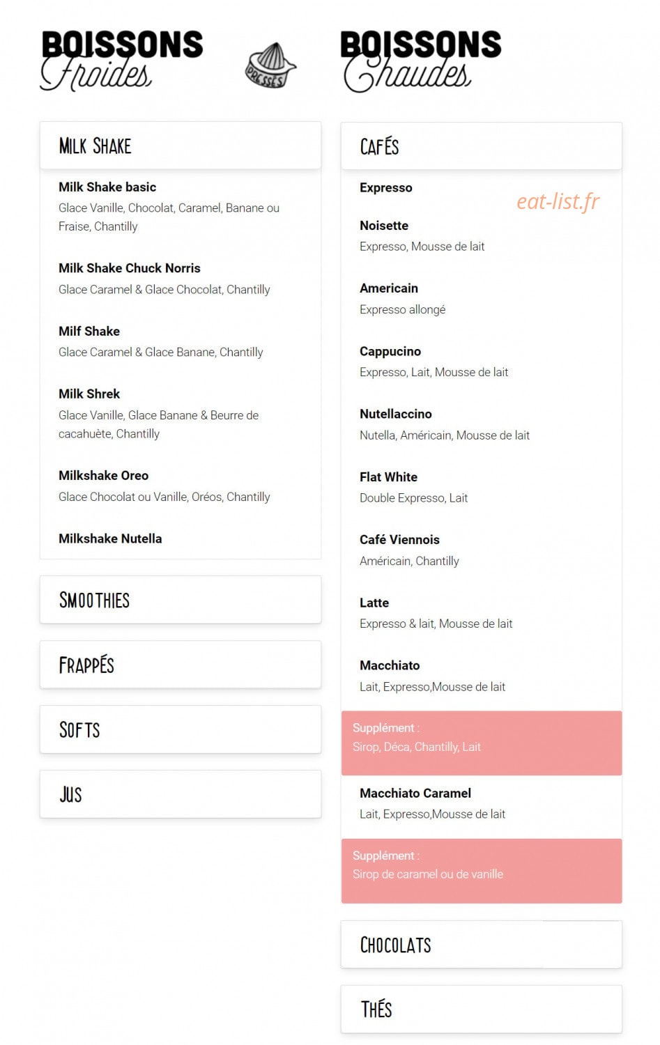 Emilie's — carte page 5