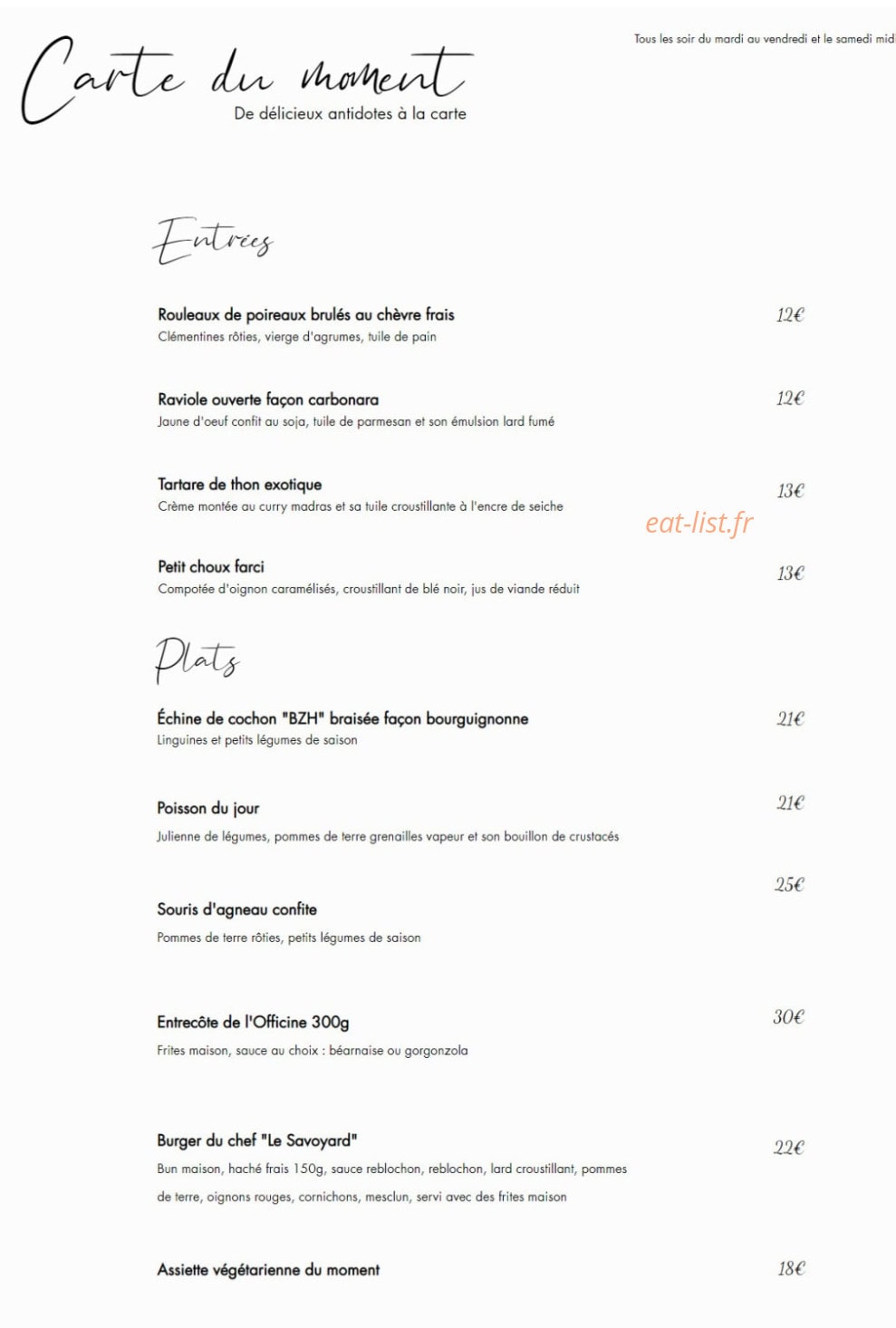 L'Officine — carte page 1