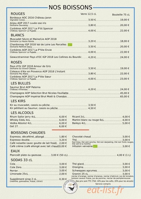 La Baleine Déshydratée — carte page 2