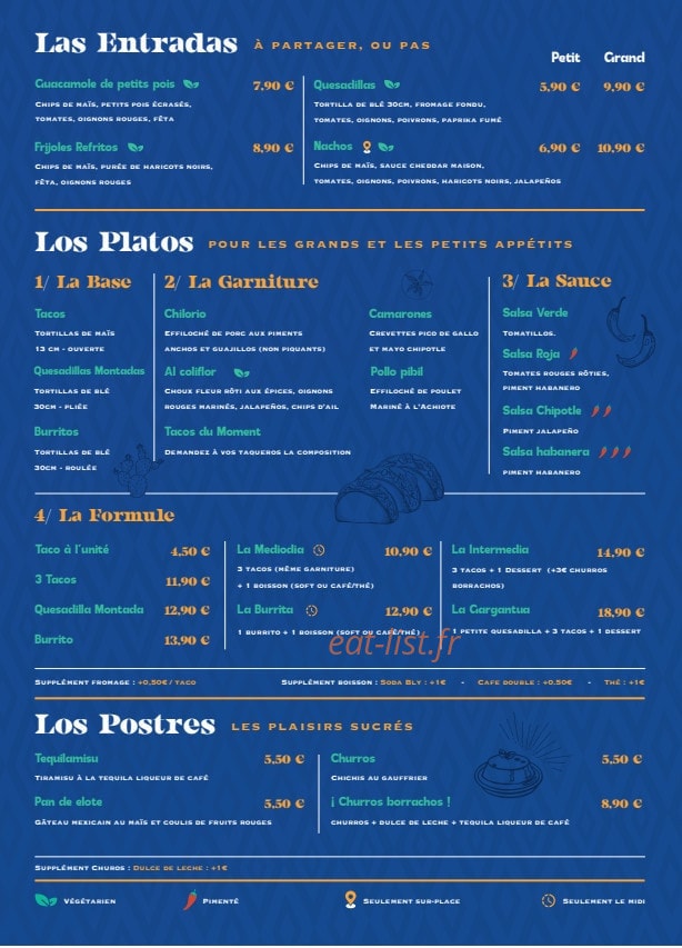 La Taquería Alegría — carte page 2