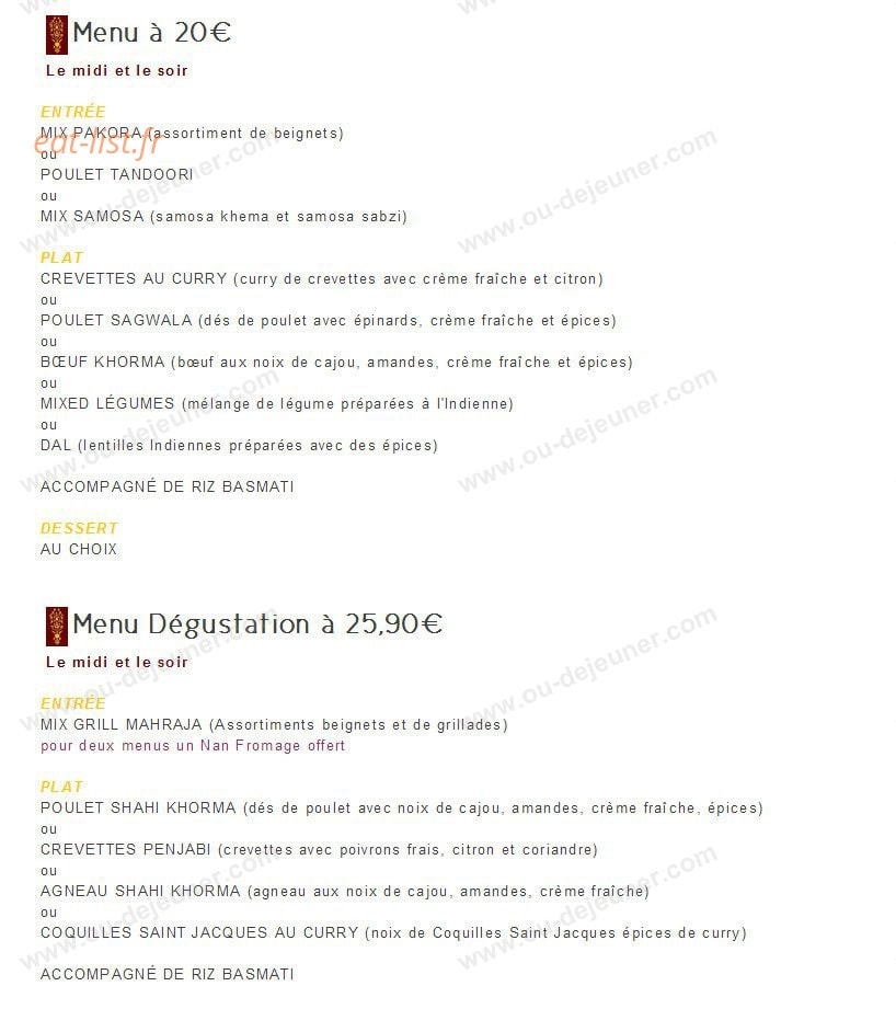Le Mahraja — carte page 5