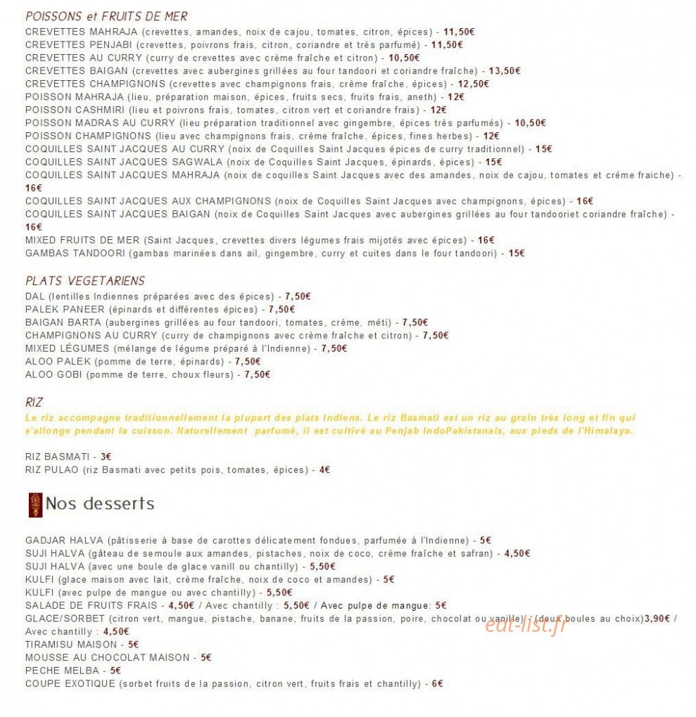 Le Mahraja — carte page 3