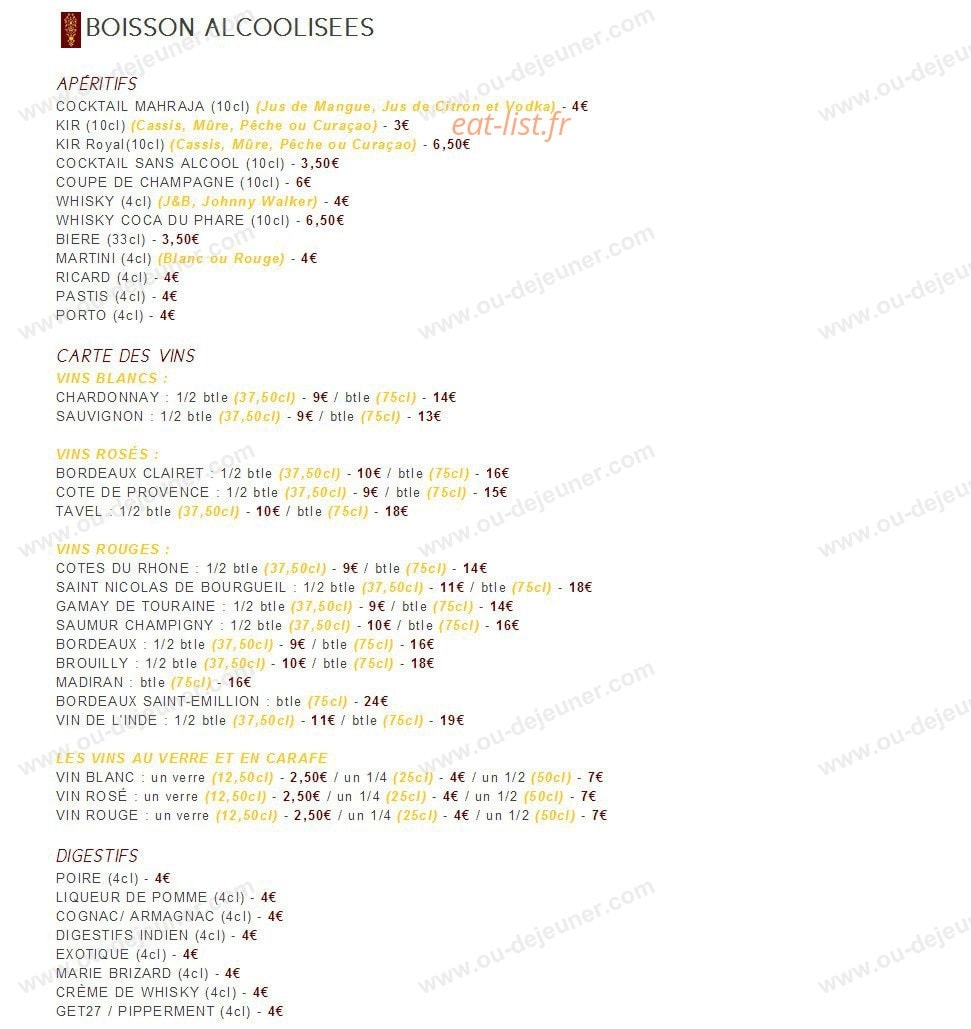 Le Mahraja — carte page 7