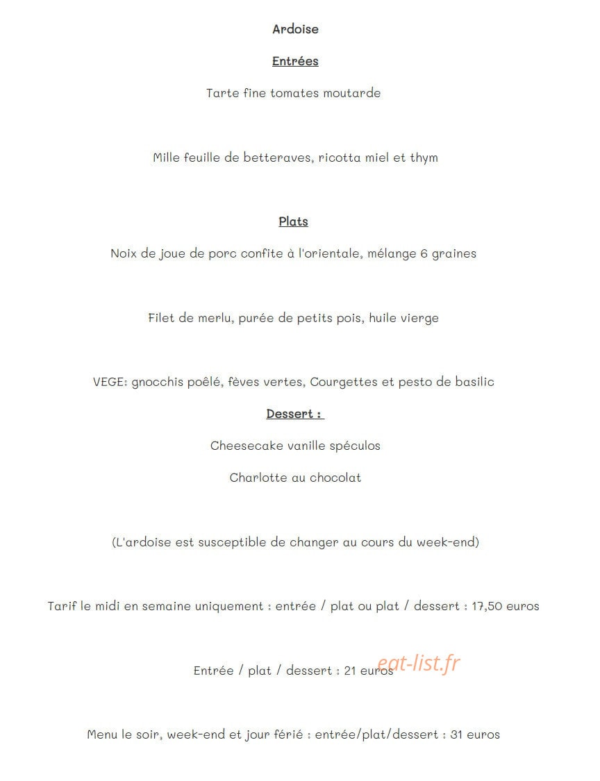 Le ptit resto — carte page 1