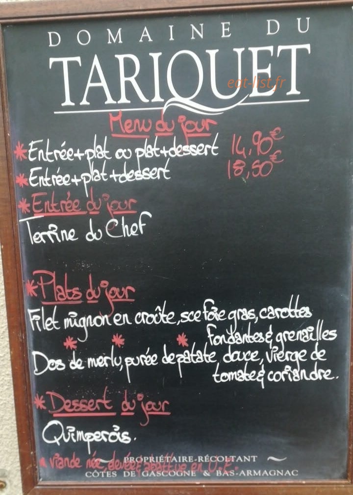 Le Restô A Vins — carte page 1