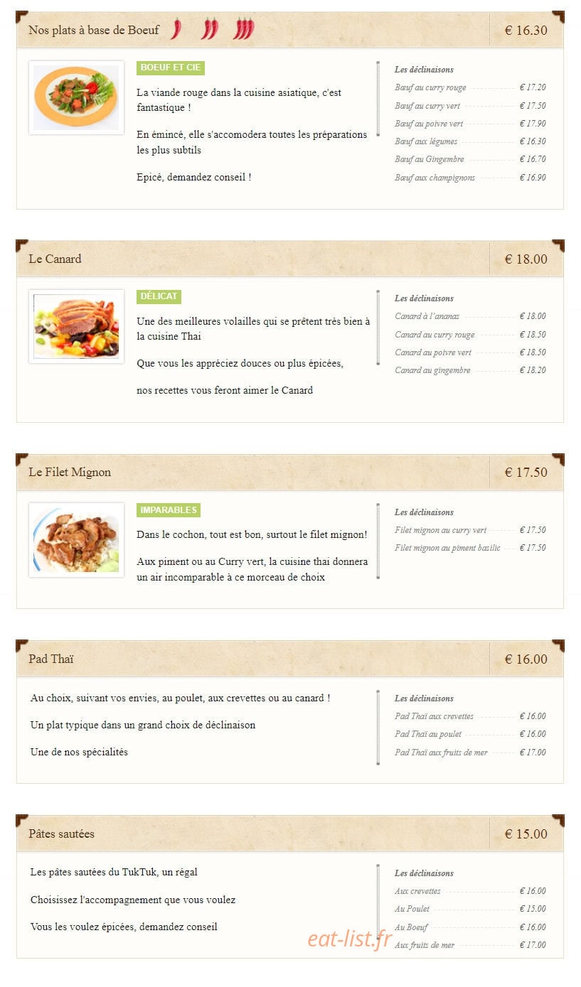 Le Tuk Tuk — carte page 4