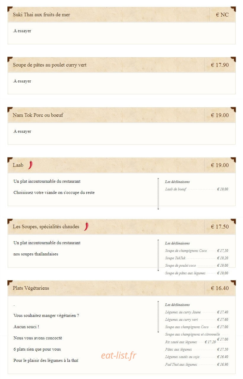 Le Tuk Tuk — carte page 7