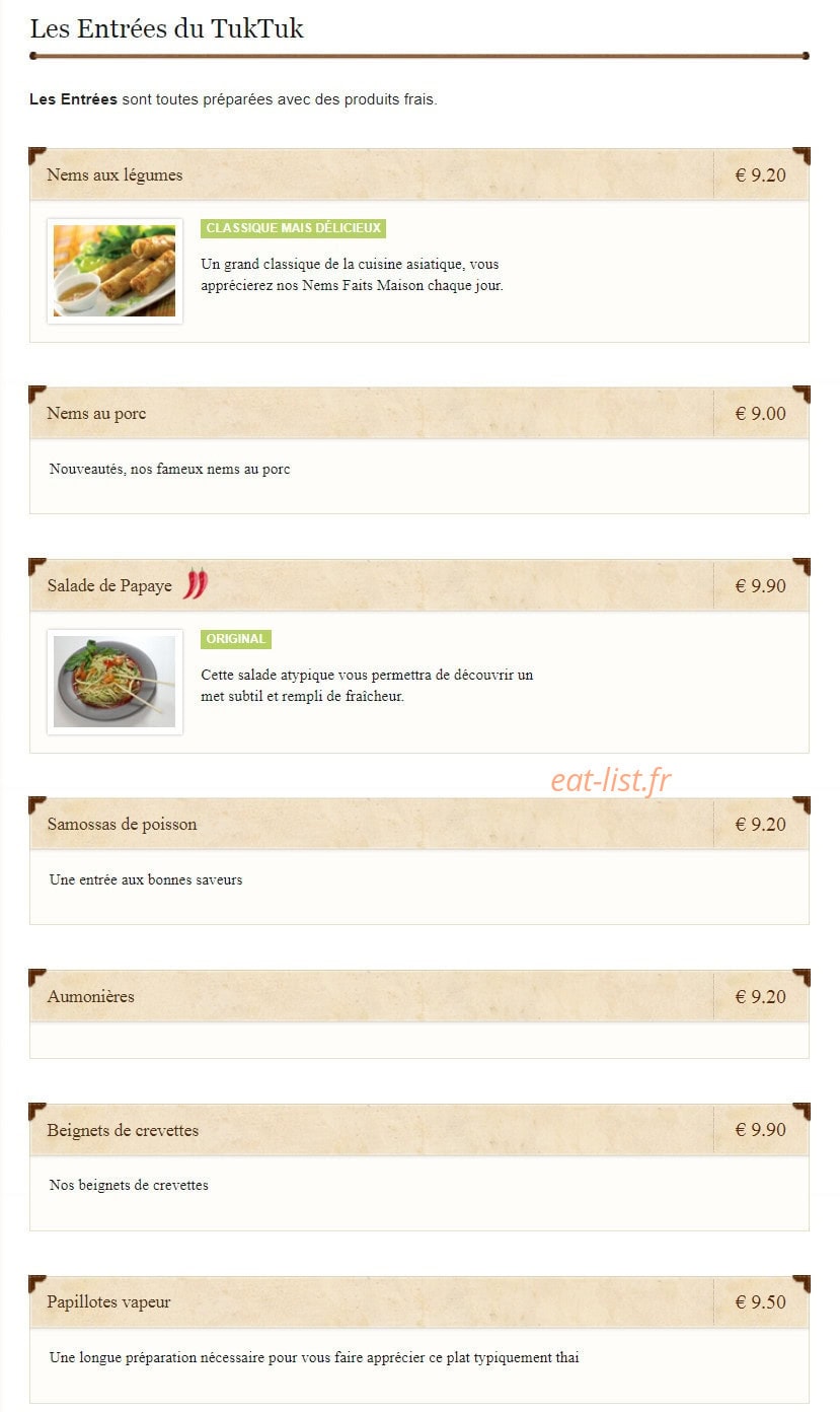 Le Tuk Tuk — carte page 1