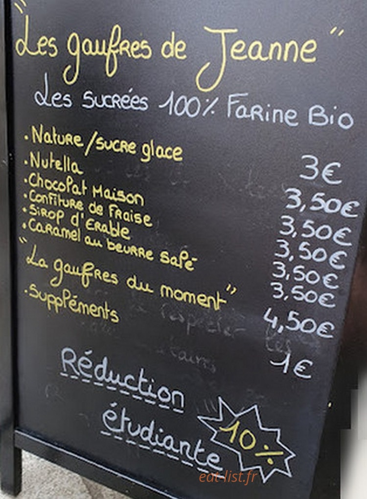 Les gaufres de Jeanne — carte page 1