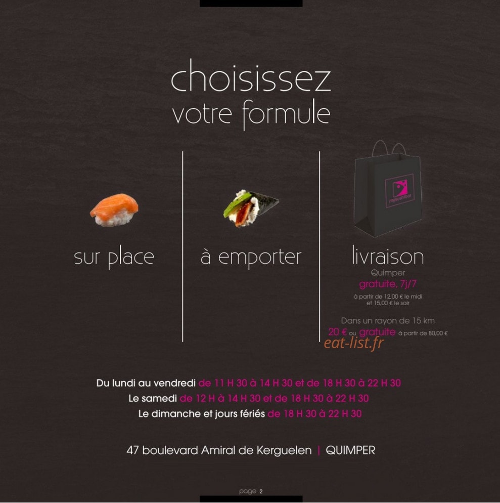 My Sushi Bar — carte page 2