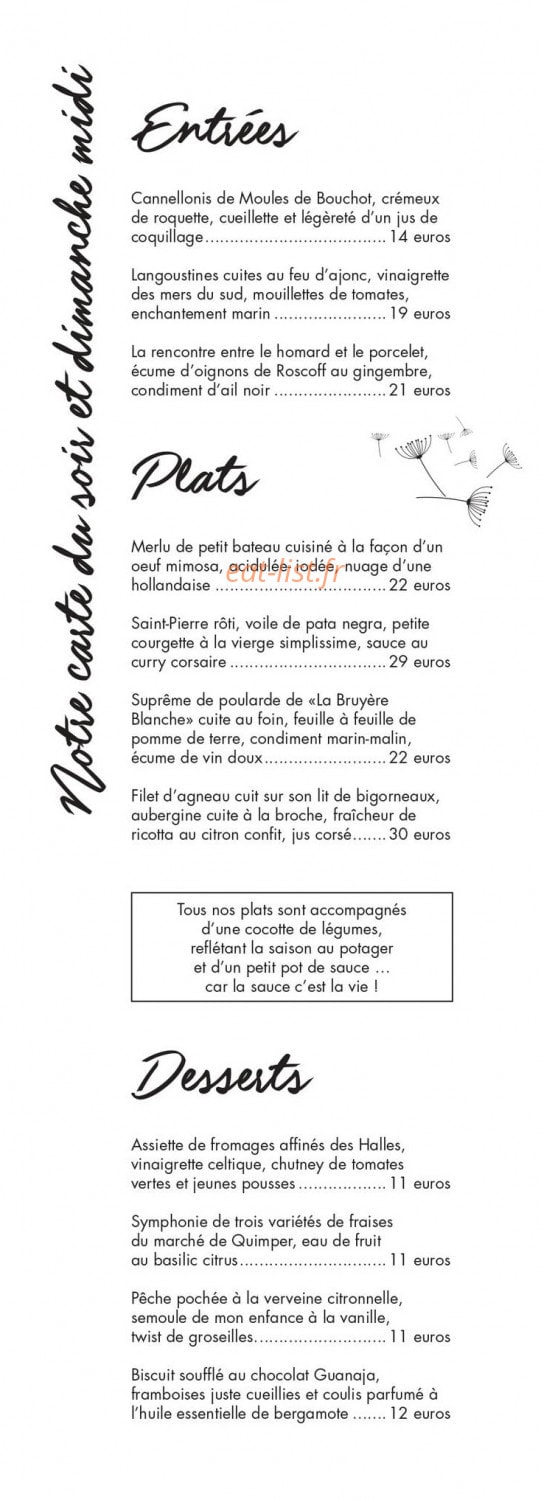 Nous Restaurant — carte page 1