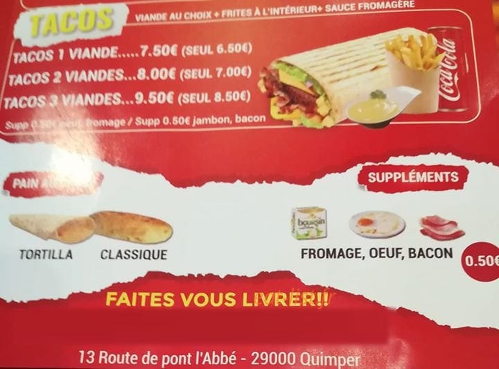 Paradise Tacos — carte page 1