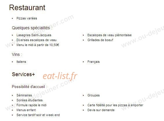 Pizzéria Adriana — carte page 4