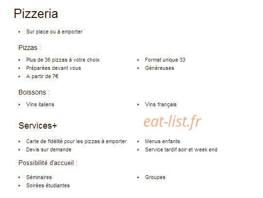 Pizzéria Adriana — carte page 1