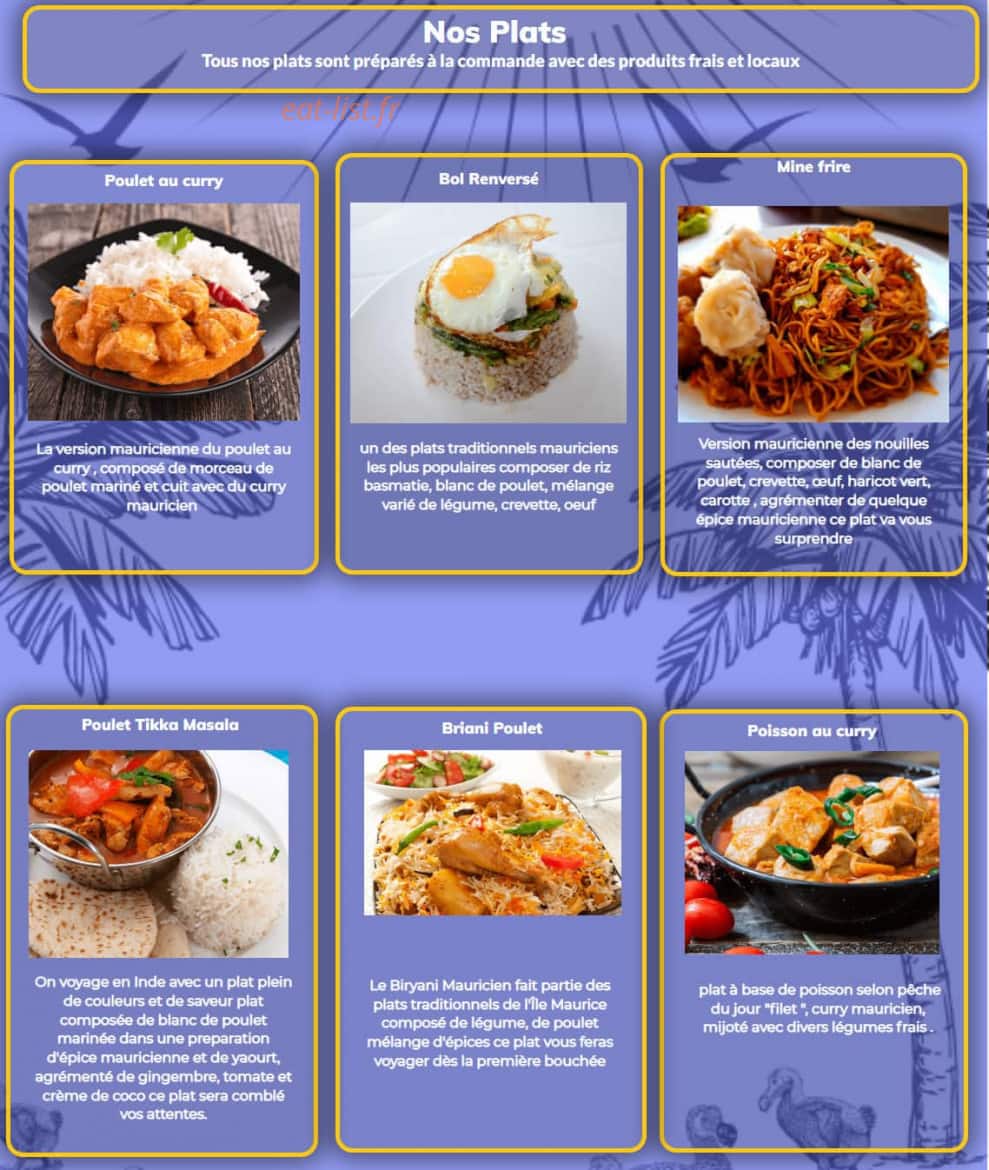 Saveur Mo ti Zil — carte page 2