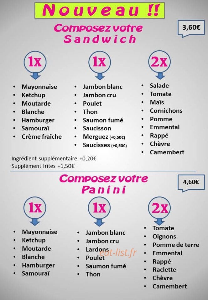 Saveurs minute' — carte page 1