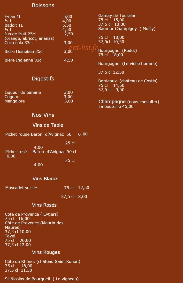 Tandoori madras — carte page 4