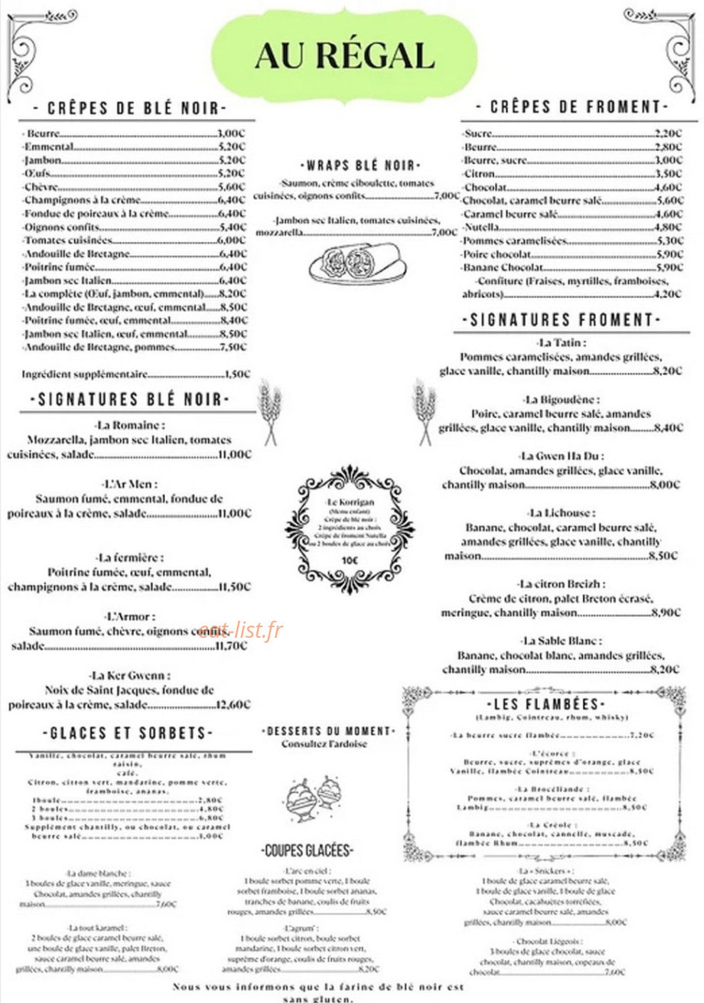 Au Régal — carte page 1